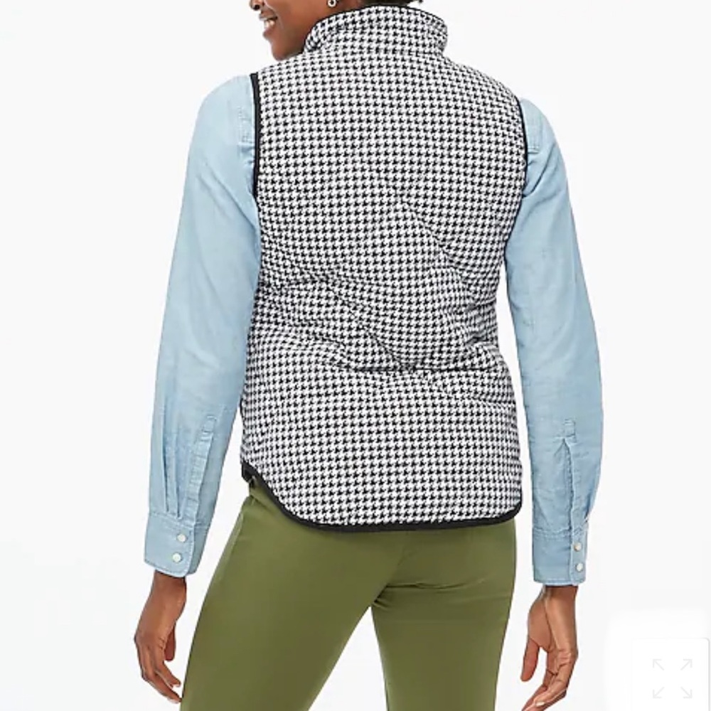 J.CREW Black & White Houndstooth Puffer Vest Alabama - Picture 5 of 13